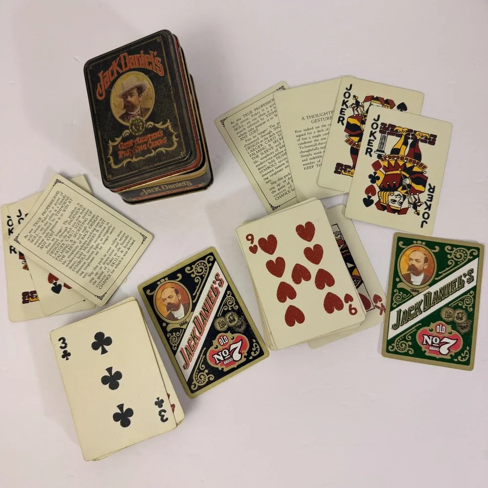 Jack Daniels Gentlemen Playing Cards OS Black Green Fair Vintage Tin England